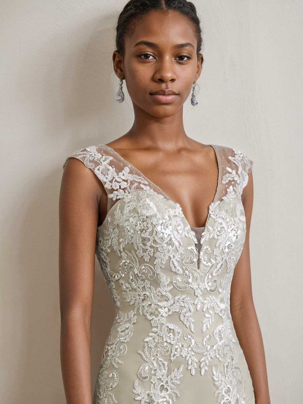 A-Line/Princess V-Neck Sleeveless Floor-Length Wedding Dress With Beading BabaMila