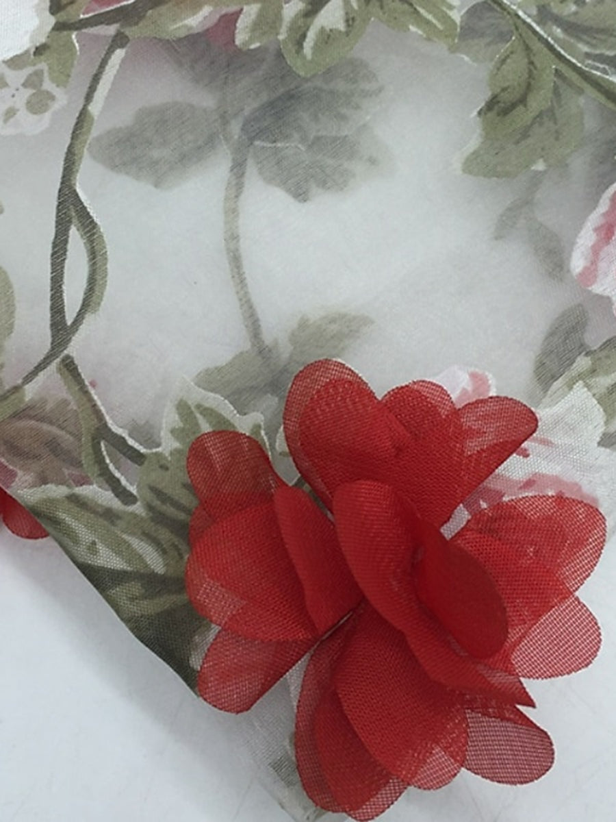A-Line/Princess Sweetheart Neck Spaghetti Straps Floor-Length Floral Prom Dresses with 3D Flower BabaMila