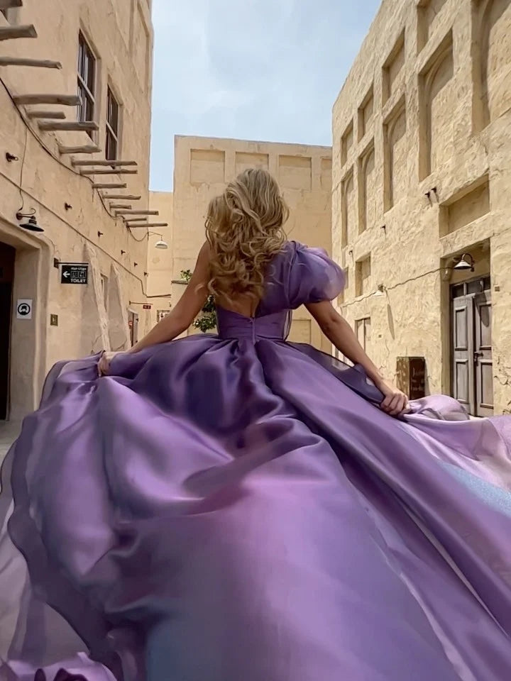 A-Line/Princess One-Shoulder Asymmetrical Prom Dresses With Ruffles BabaMila