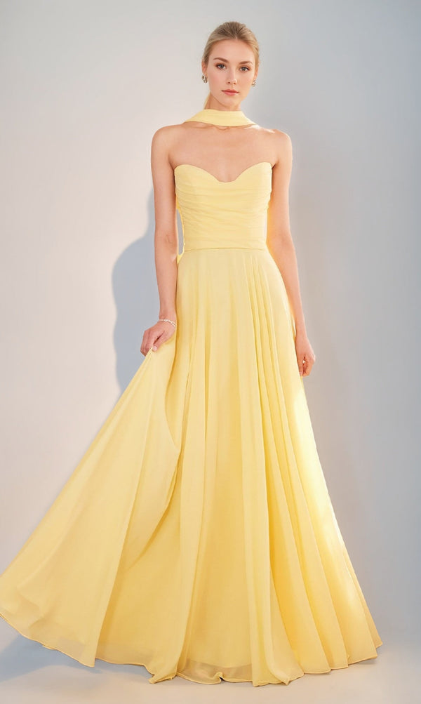 A-Line/Princess Strapless Sweetheart Backless Floor-Length Prom Dresses with Ribbon/Lace-up BabaMila