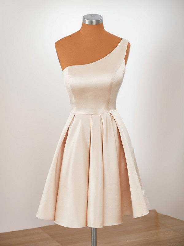 A-line Satin One-Shoulder Short/Mini Dress HOMECOMING DRESS BabaMila