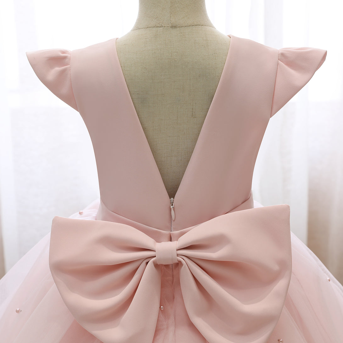 Scoop Neck Flutter Straps Knee-Length Satin/Tulle Holiday＆Christmas Dresses With Bow/Belt/Beads Gidiondress