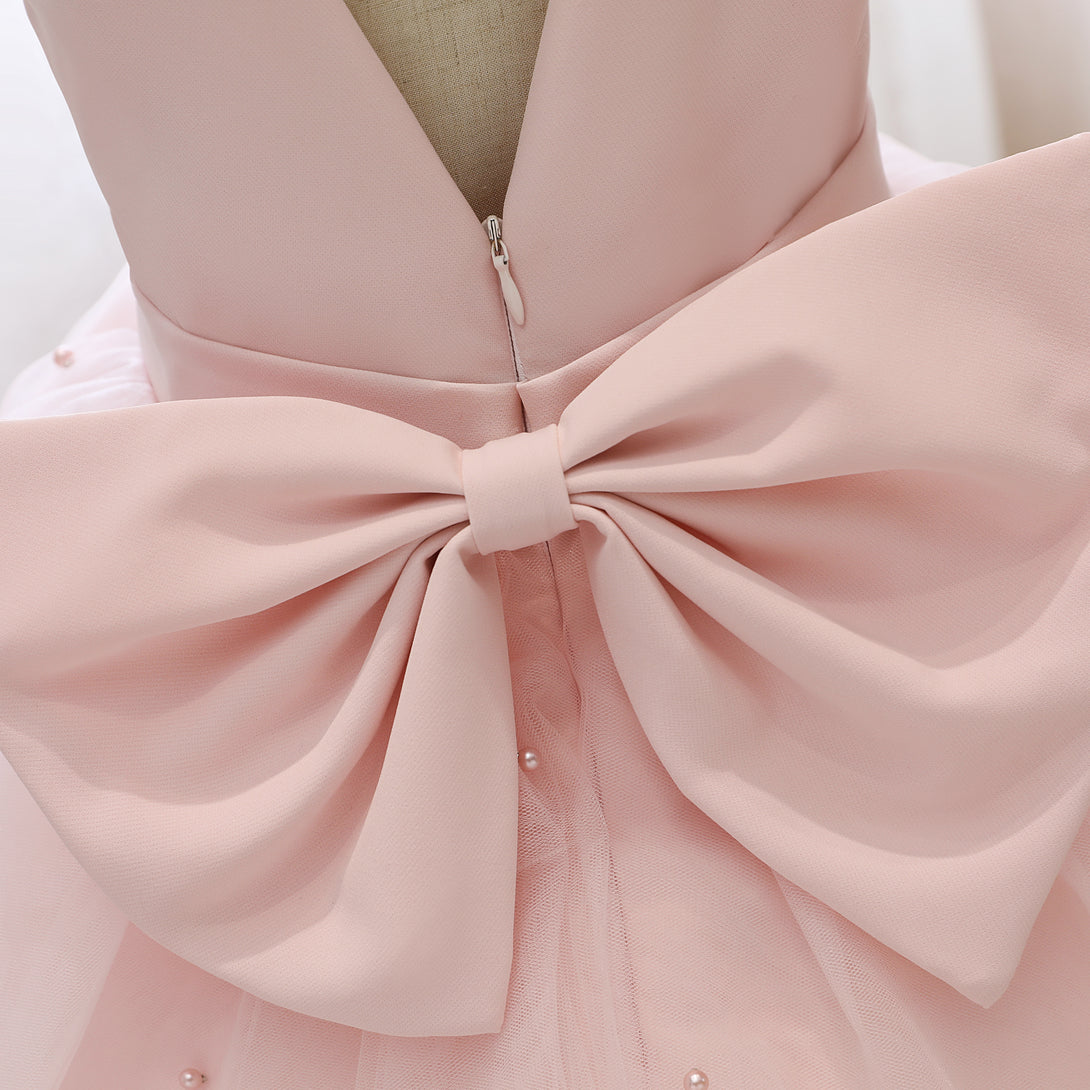 Scoop Neck Flutter Straps Knee-Length Satin/Tulle Holiday＆Christmas Dresses With Bow/Belt/Beads Gidiondress