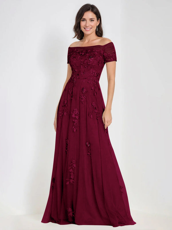 A-Line/Princess One-Shoulder 3/4 Length Sleeves Floor-Length Mother Of The Bride Dresses BabaMila