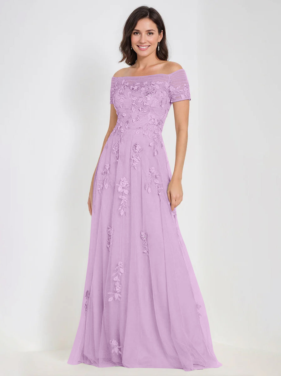 A-Line/Princess One-Shoulder 3/4 Length Sleeves Floor-Length Mother Of The Bride Dresses BabaMila