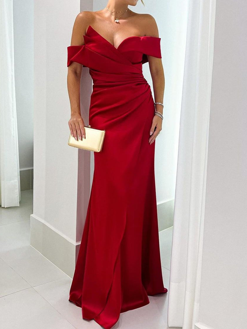 A-Line/Princess One-Shoulder 3/4 Length Sleeves Floor-Length Mother Of The Bride Dresses BabaMila