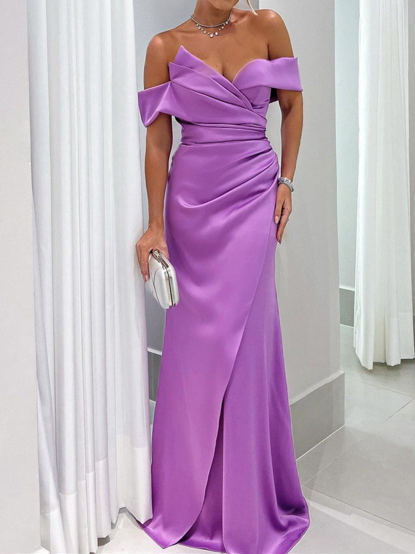 A-Line/Princess One-Shoulder 3/4 Length Sleeves Floor-Length Mother Of The Bride Dresses BabaMila