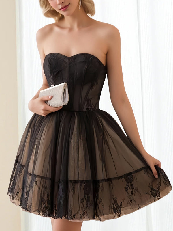 A-Line/Princess Strapless Sleeveless Short/Mini Party Dance Cocktail Homecoming Dress With Corset Bodice BabaMila