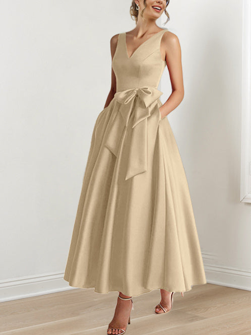 A-Line/Princess One-Shoulder 3/4 Length Sleeves Floor-Length Mother Of The Bride Dresses BabaMila