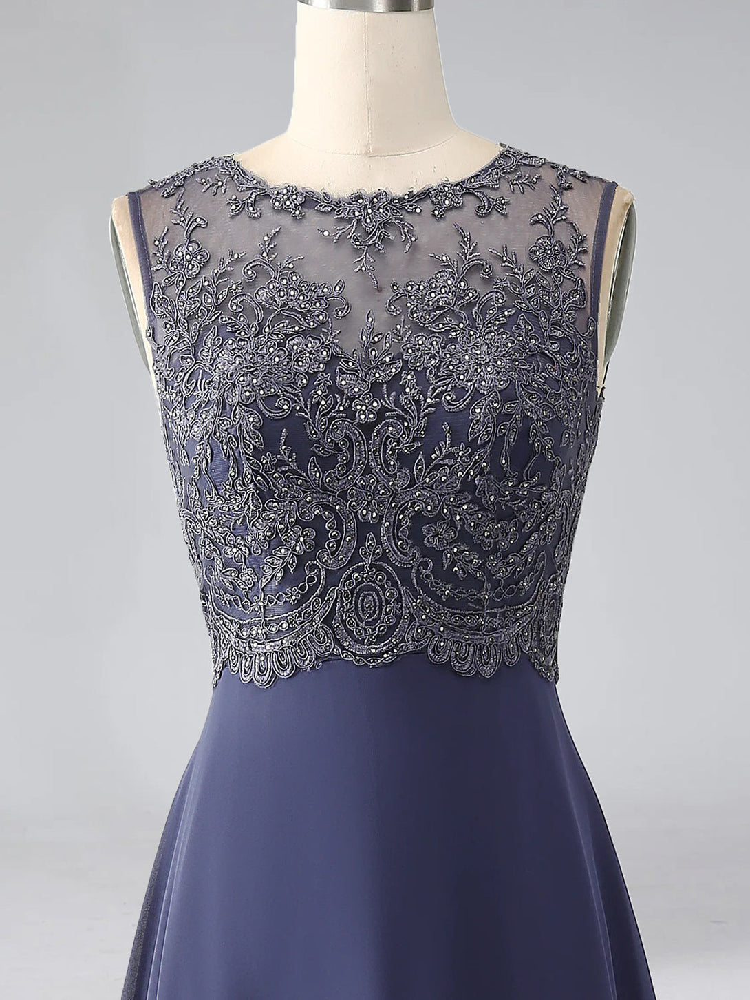 A-Line/Princess Scoop Sleeveless Floor-Length Pleated Mother Of The Bride Dresses With Lace Appliques & Rhinestones & Shawl BabaMila