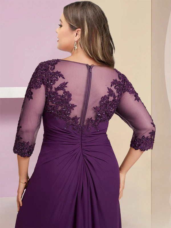 Sheath/Column Plus Size Mother Of The Bride Dresses With Sequins & Applique BabaMila