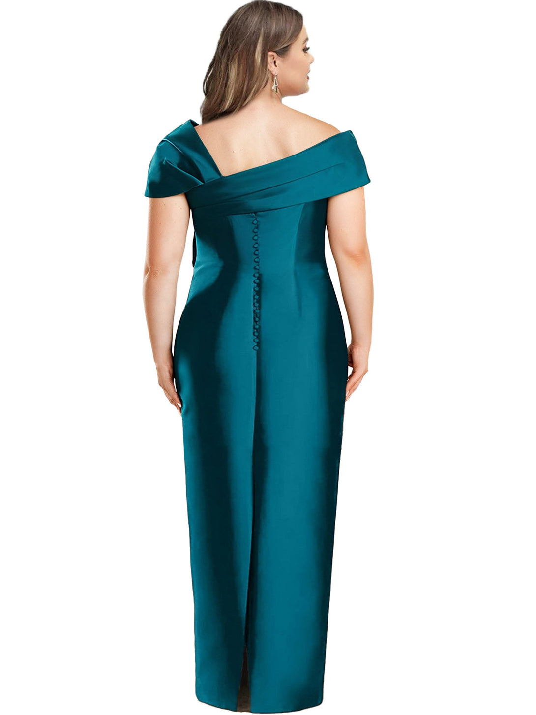 Sheath/Column One-Shoulder Floor-Length Plus Size Mother Of The Bride Dresses With Bow BabaMila