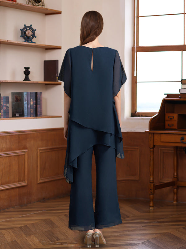 2 Pieces Scoop Half Sleeves Ankle-Length Mother Of The Bride & Groom Pantsuits BabaMila