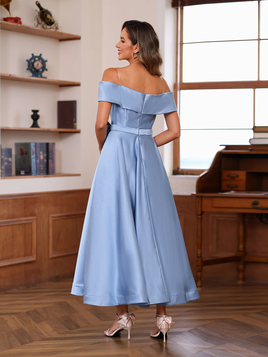 A-Line/Princess Off-The-Shoulder Sleeveless Ankle-Length Mother Of The Bride Dresses With Pockets BabaMila