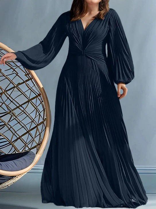 A-Line/Princess V-Neck Plus Size Mother Of The Bride Dresses With Ruched BabaMila