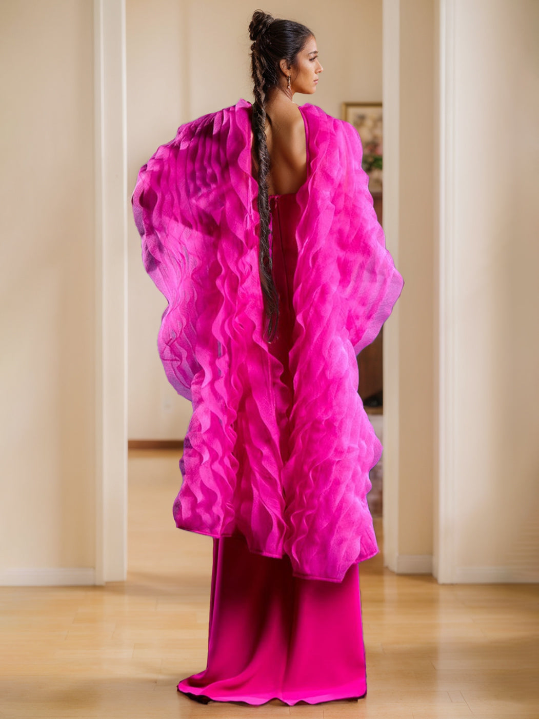 Sheath/Column Strapless Sleeveless Floor-Length Unique Mother Of The Bride Dresses With Wraps & Ruffles BabaMila