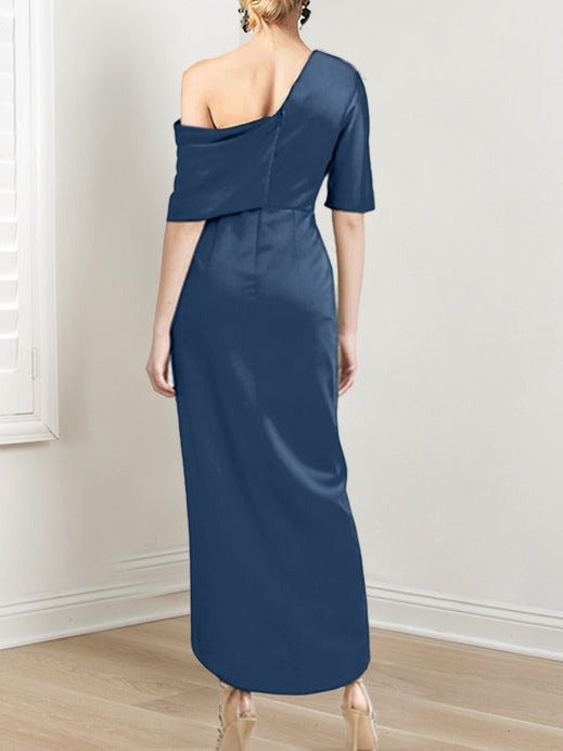 A-Line/Princess One-Shoulder 3/4 Length Sleeves Floor-Length Mother Of The Bride Dresses BabaMila