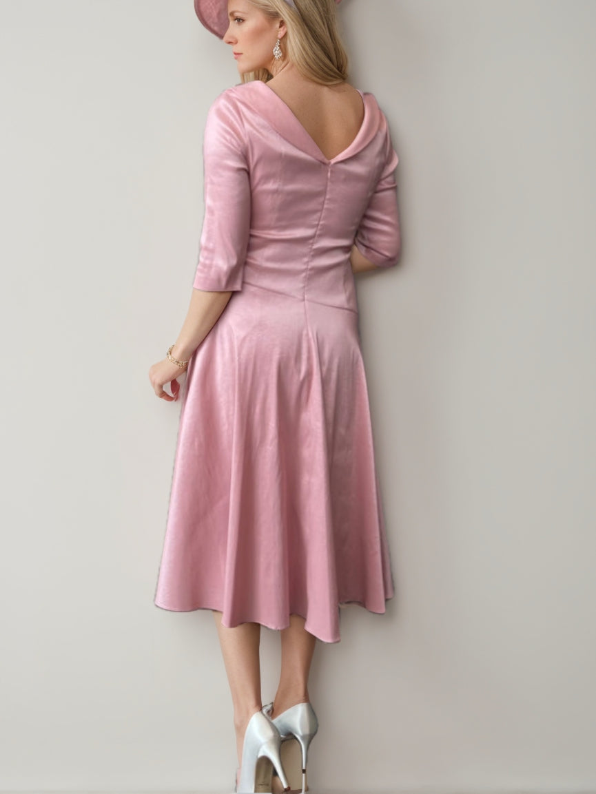 A-Line/Princess V-Neck Tea-Length Mother Of The Bride Dresses With Applique BabaMila