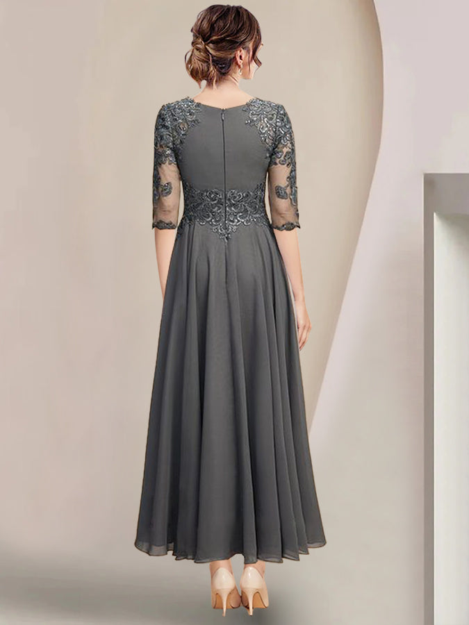 A-Line/Princess Scoop Tea-Length Mother Of The Bride Dresses BabaMila