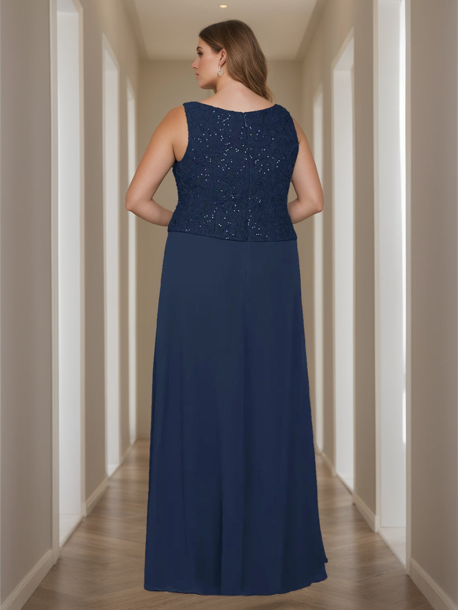 Sheath/Column 2 Pieces Square Neck 3/4 Length Sleeves Floor-Length Mother Of The Bride Dresses With Jacket, Lace & Sequins BabaMila