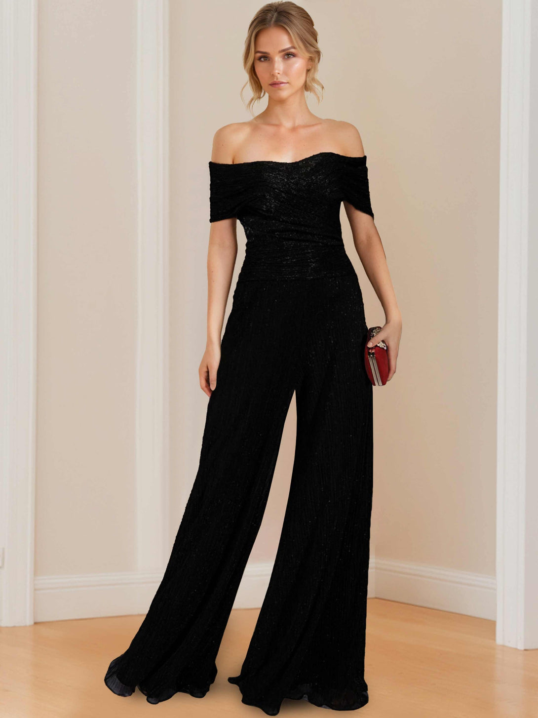 Crinkle Chiffon Strapless Floor-Length Mother Of The Jumpsuit BabaMila