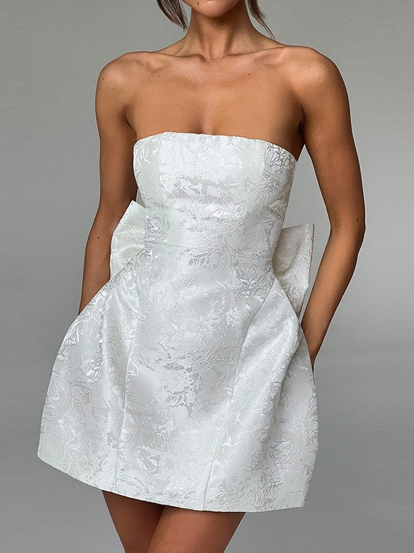 A Line/Princess Strapless Sleeveless Short/Mini Party Dance Cocktail Homecoming Dress with Bowknot BabaMila