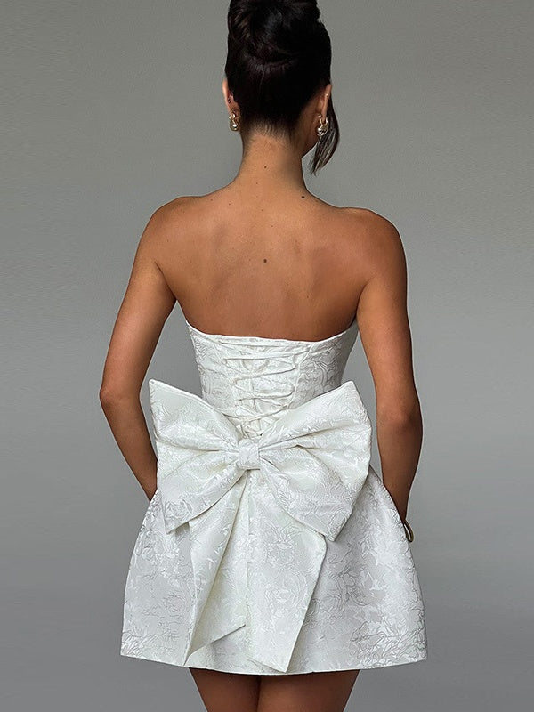 A Line/Princess Strapless Sleeveless Short/Mini Party Dance Cocktail Homecoming Dress with Bowknot BabaMila