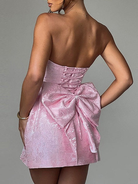 A Line/Princess Strapless Sleeveless Short/Mini Party Dance Cocktail Homecoming Dress with Bowknot BabaMila