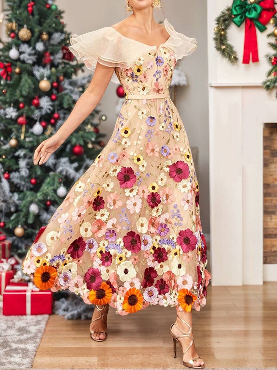 A-Line/Princess Cocktail Party Dresses Ankle-Length With Embroidery Flowers BabaMila