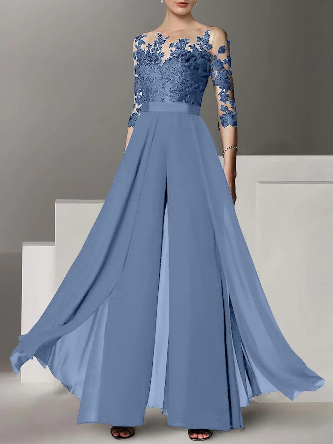 Sheath/Column Off-The-Shoulder Short Sleeves Tea-Length Unique Mother Of The Bride Dresses With Feathers BabaMila