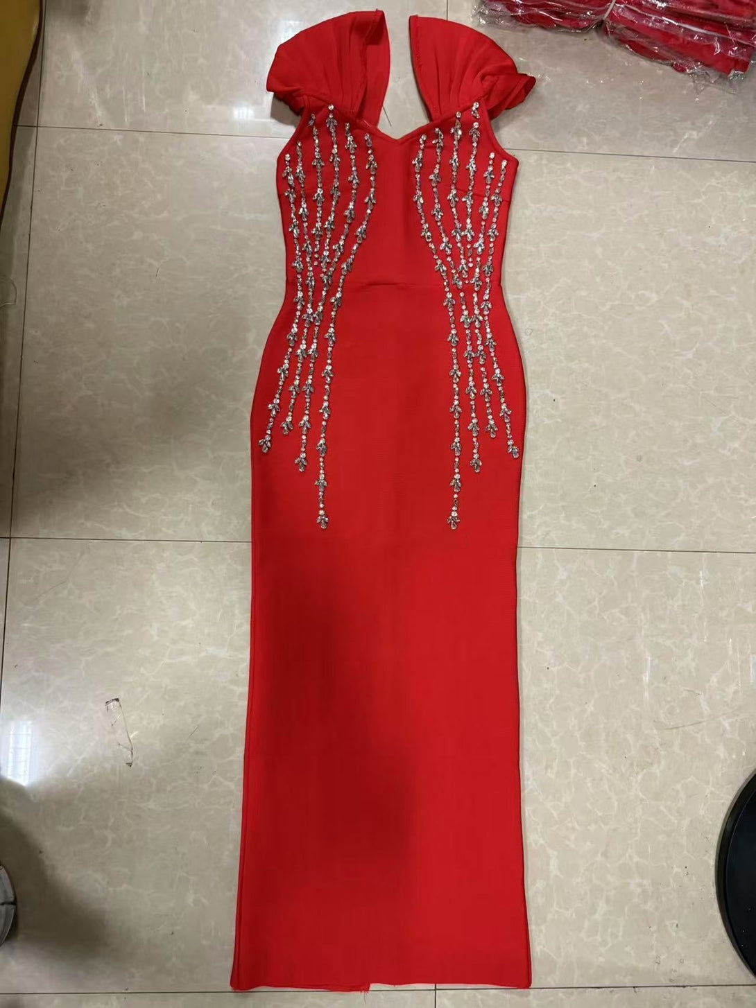 Sheath/Column V Neck Mother Of The Bride Dresses Short Sleeves Party Dresses Ankle-Length Stretch Satin BabaMila