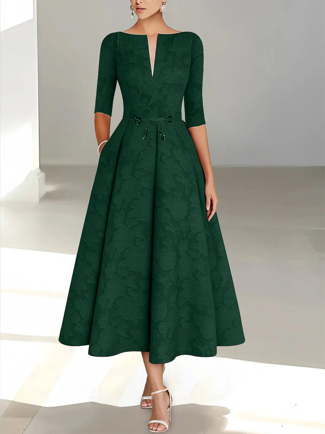 Sheath/Column Long Sleeves V-Neck Mother Of The Bride Dresses With Bow(S) BabaMila