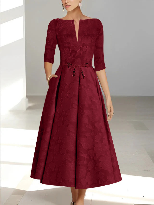 Sheath/Column Long Sleeves V-Neck Mother Of The Bride Dresses With Bow(S) BabaMila