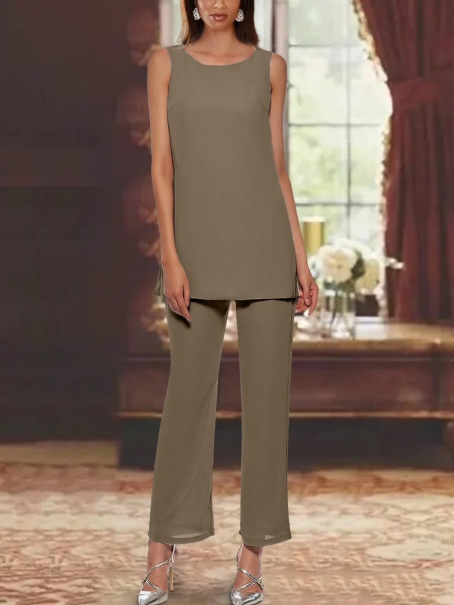 Chiffon Sequins Scoop Mother Of The Bride Pantsuits With Jacket BabaMila