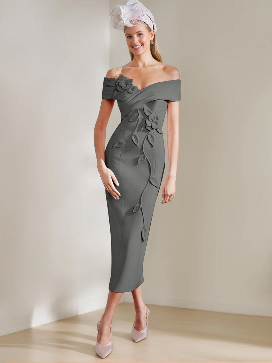 Sheath/Column Long Sleeves V-Neck Mother Of The Bride Dresses With Bow(S) BabaMila