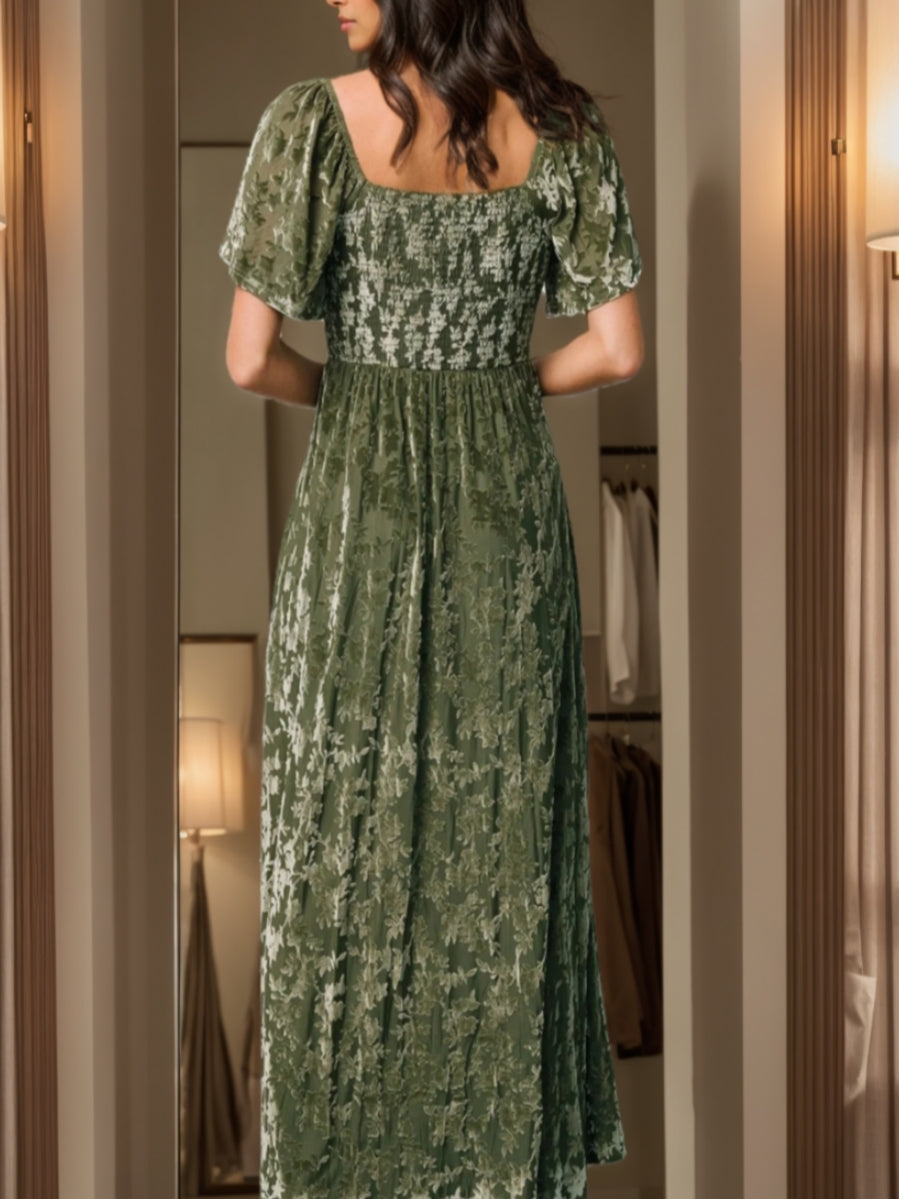 A-Line/Princess Sweetheart Wedding Guest Dresses Short Sleeves Ankle-Length Velvet BabaMila