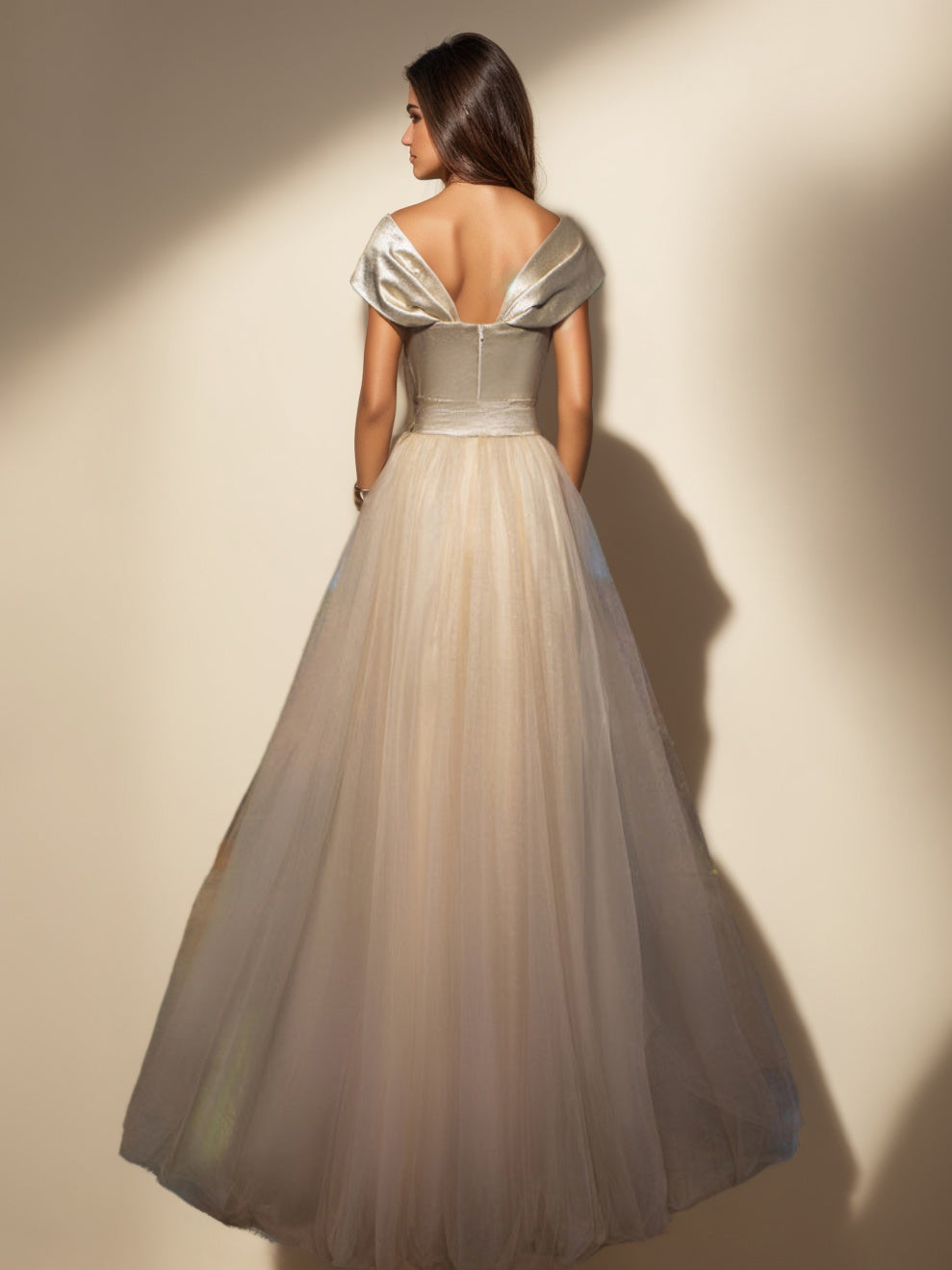 A-Line/Princess Sweetheart Off-the-Shoulder Sleeveless Floor-length Prom Evening Dresses with Split Slit / Bow BabaMila