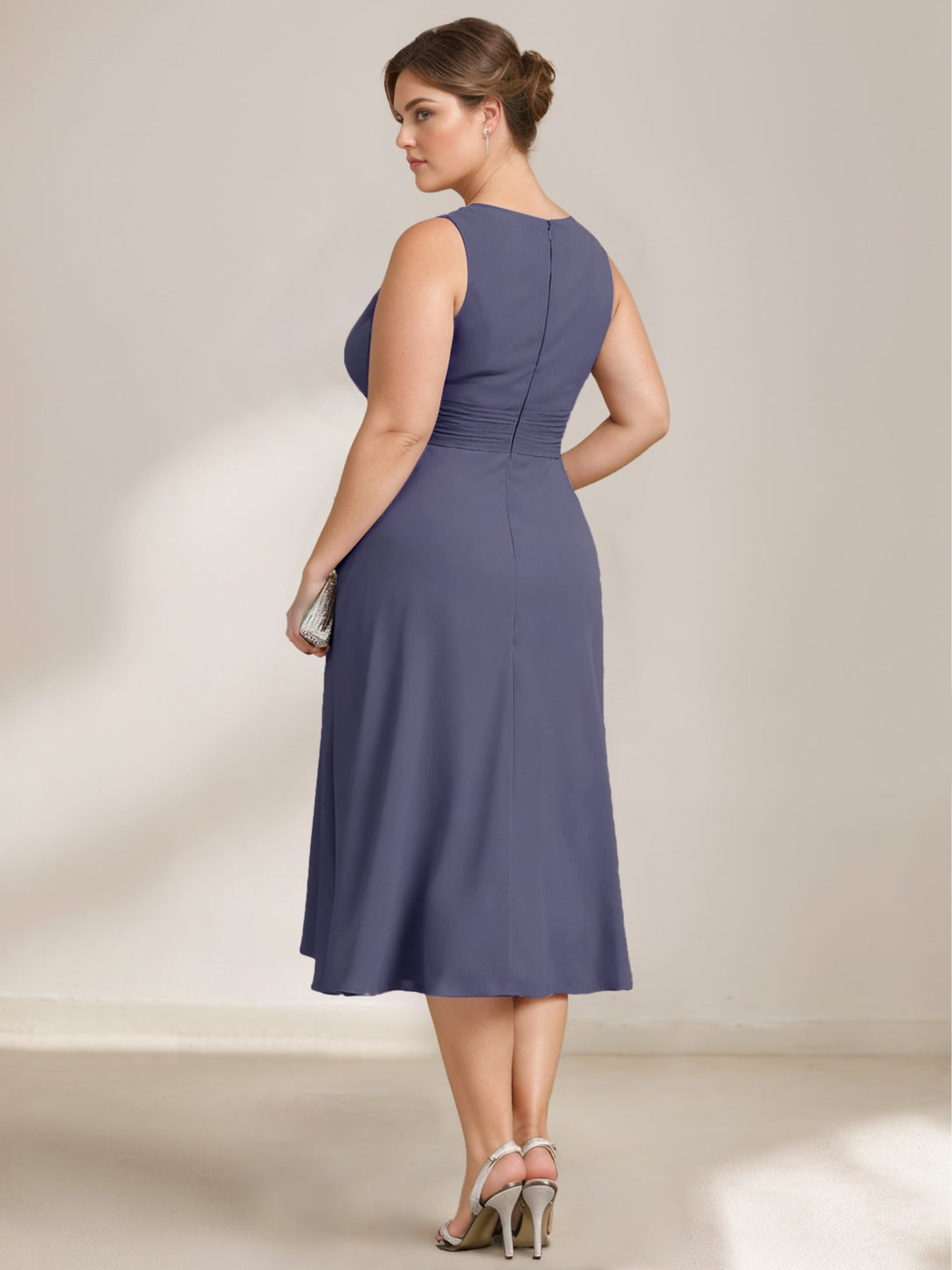 A-Line/Princess Scoop Chiffon Plus Size Mother Of The Bride Dresses With Lace Wrap/Jacket BabaMila