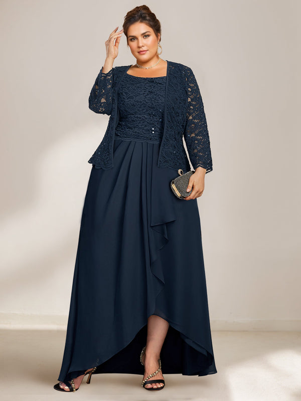 A-Line/Princess Scoop Plus Size Mother Of The Bride Dresses With Wrap/Jacket Chiffon BabaMila