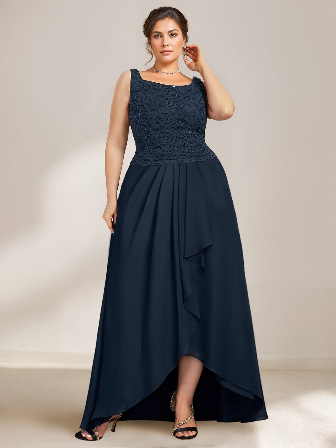 A-Line/Princess Scoop Plus Size Mother Of The Bride Dresses With Wrap/Jacket Chiffon BabaMila