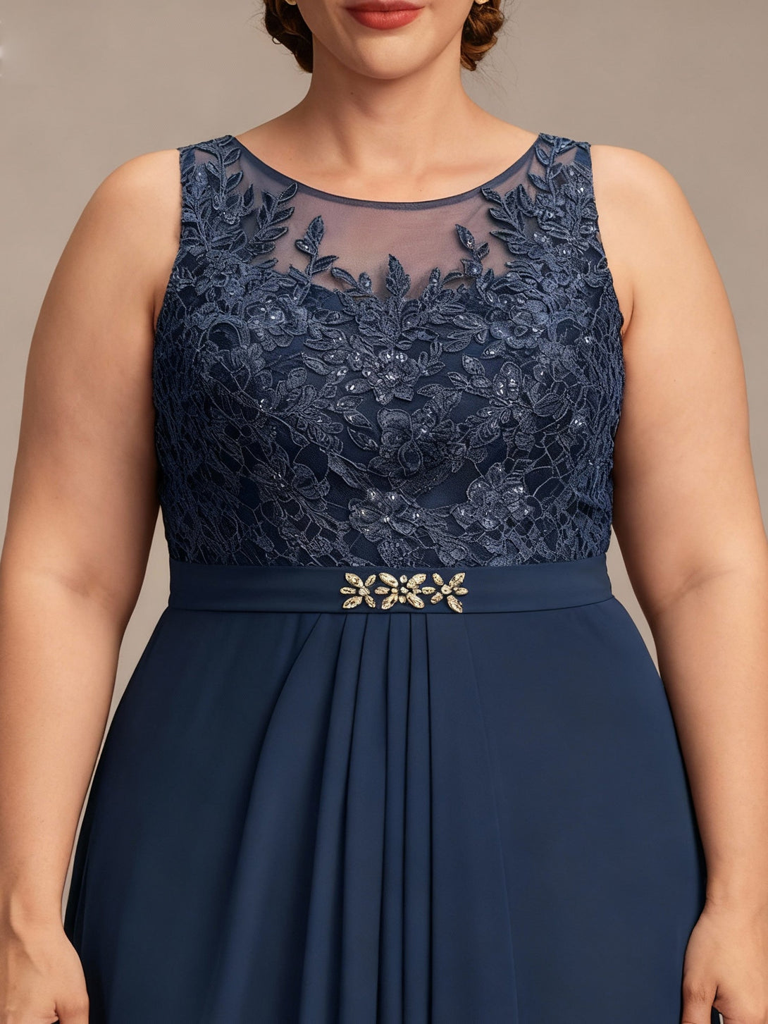 A-Line/Princess Scoop Plus Size Mother Of The Bride Dresses Chiffon Lace With Wrap/Jacket BabaMila