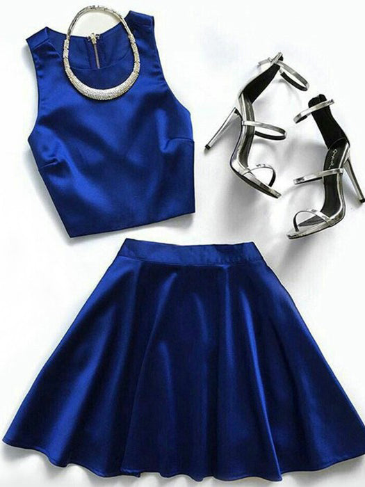 Two Piece Homecoming Dresses Royal Blue Simple Short Prom Dress Party Dress Homecoming Dress BabaMila