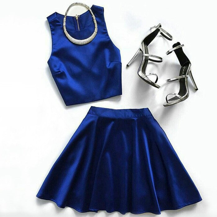 Two Piece Homecoming Dresses Royal Blue Simple Short Prom Dress Party Dress Homecoming Dress BabaMila