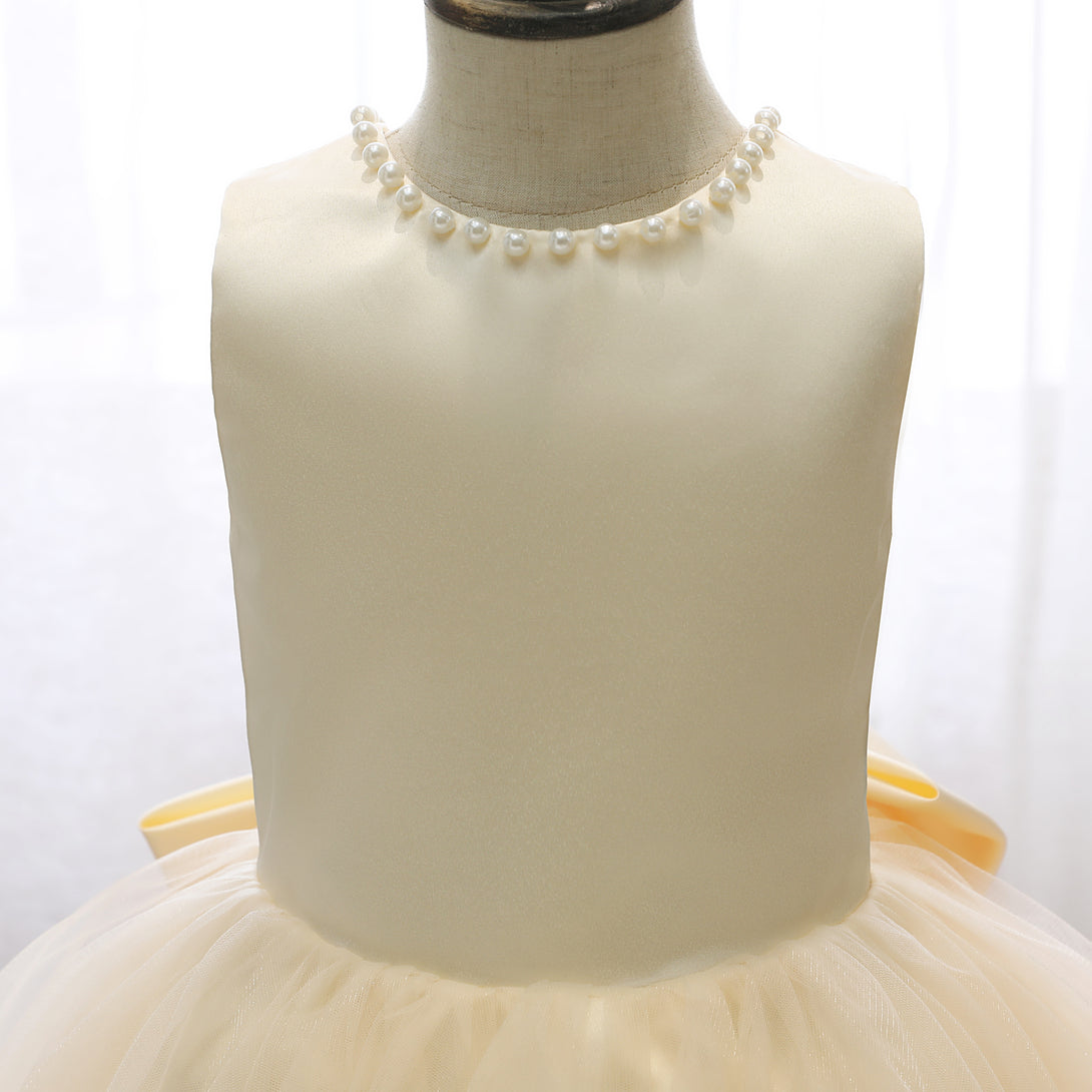 Boat Neck Sleeveless Knee-Length Satin/Tulle Holiday＆Christmas Dresses With Beads/Bow Gidiondress