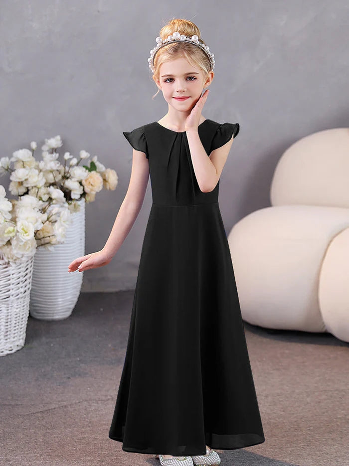 Girls Dresses Junior Bridesmaid Dress Chiffon Floor-Length Party Dresses Gidiondress