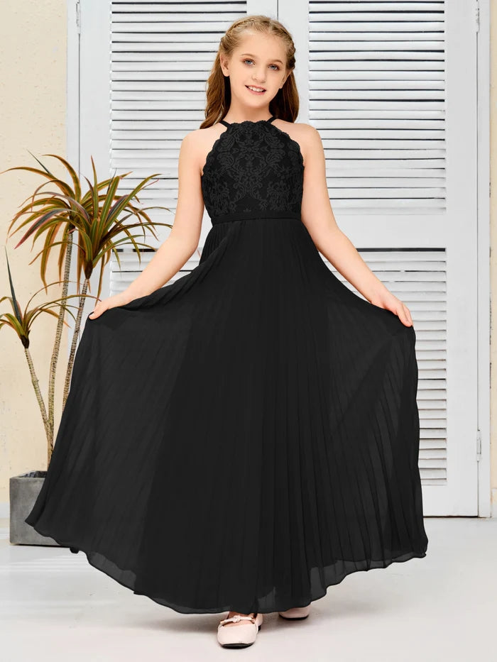 Floor-Length Lace/Chiffon Junior Bridesmaid Dress/Girls Birthday Dresses Gidiondress