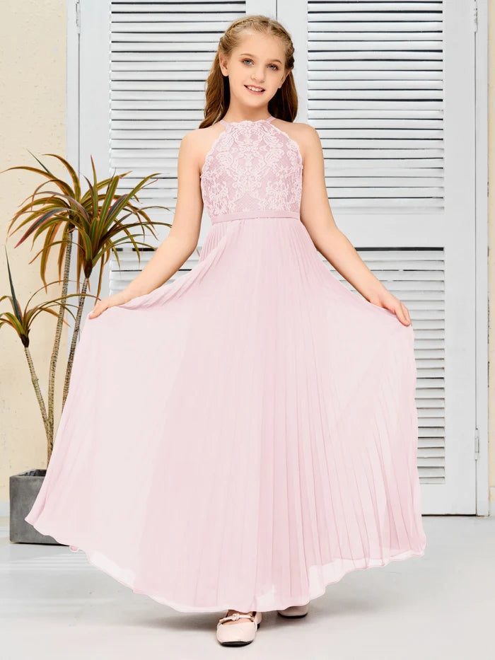 Floor-Length Lace/Chiffon Junior Bridesmaid Dress/Girls Birthday Dresses Gidiondress