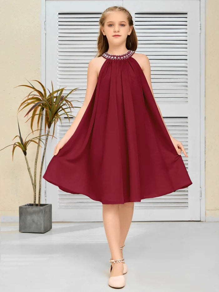 Chiffon Junior Bridesmaid Dress/Girls Birthday Dresses Gidiondress