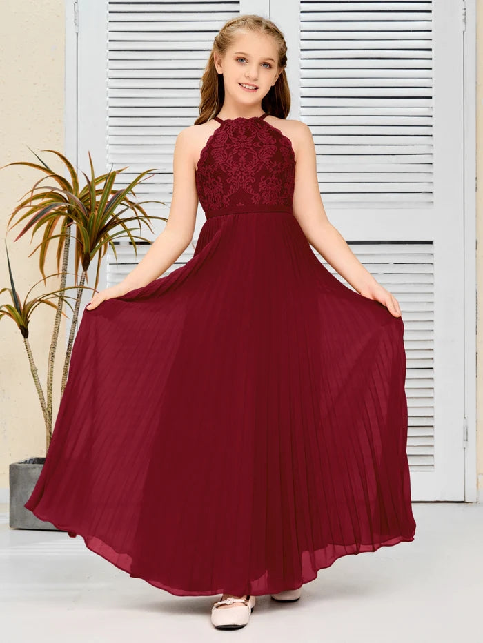 Floor-Length Lace/Chiffon Junior Bridesmaid Dress/Girls Birthday Dresses Gidiondress