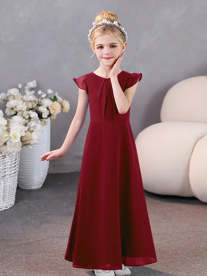 Girls Dresses Junior Bridesmaid Dress Chiffon Floor-Length Party Dresses Gidiondress